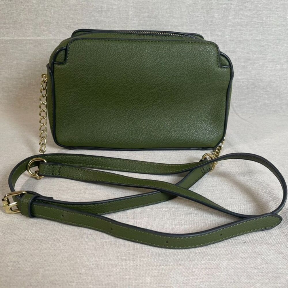 Olive Green Vegan Leather Camera Bag Crossbody Purse